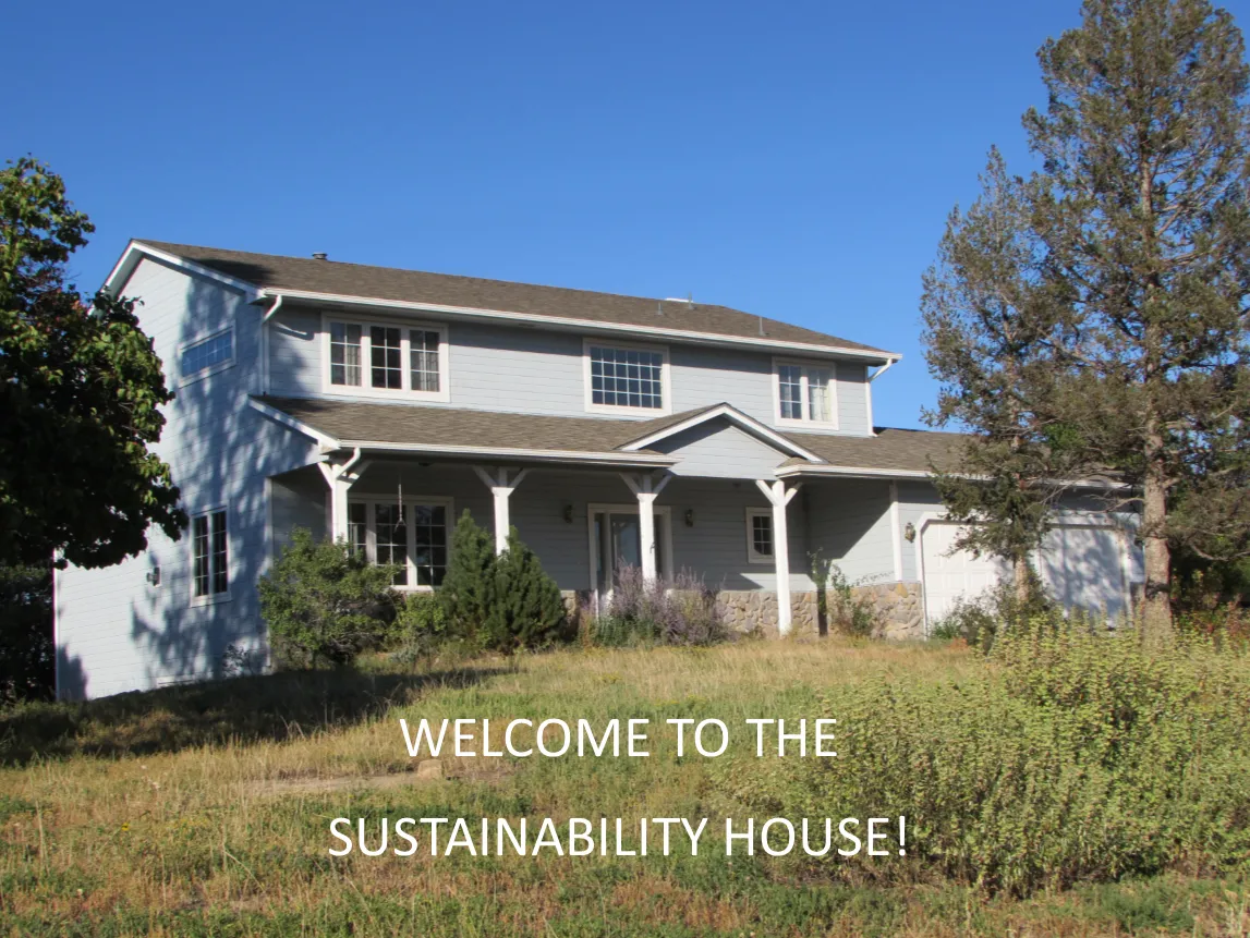 sustainability house with welcome text